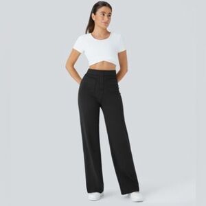 Halara NWT BBL High Waist Pockets Straight Leg Pants Black Size M